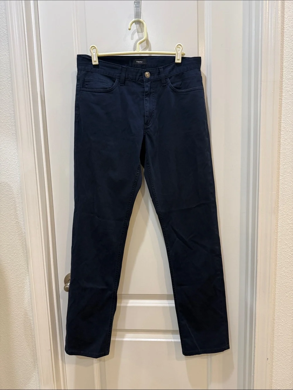 Theory Navy Men's Haydin Straight Slim Chinos